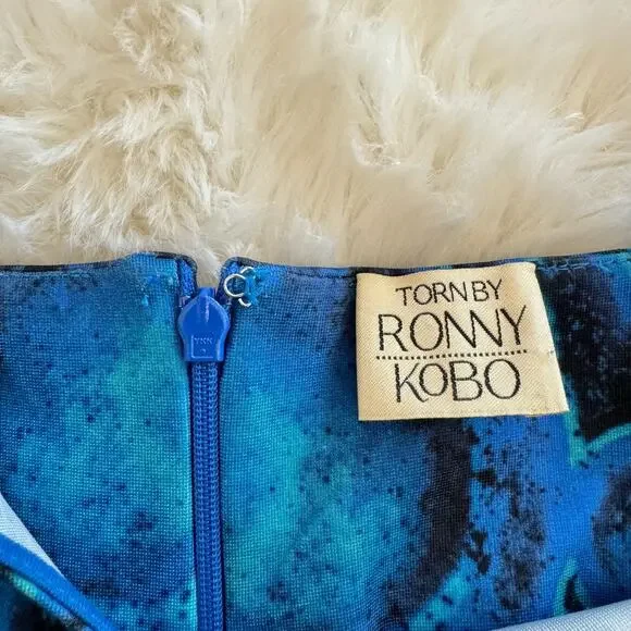 Y2K Torn by Ronny Kobo Patterned Cutout Bodycon Dress XS Paris Hilton - Picture 6 of 14